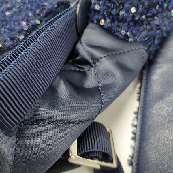 Quilted Nylon Backpack Blue