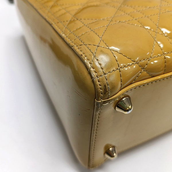 Authenticated pre-owned Lady Dior Large Quilted Patent Leather Yellow - Tote Bag at Looply