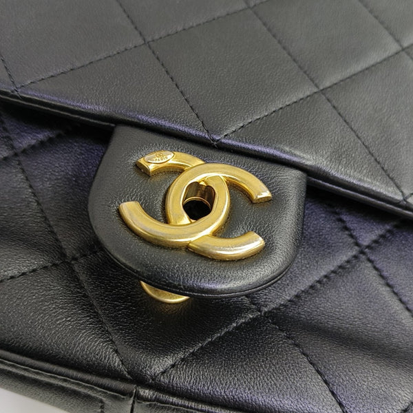 Quilted Lambskin Shoulder Bag Black