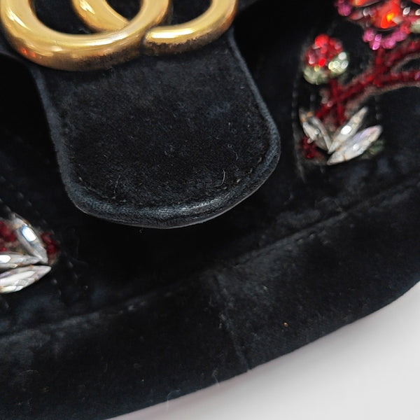 GG Marmont Small Quilted Velvet Black