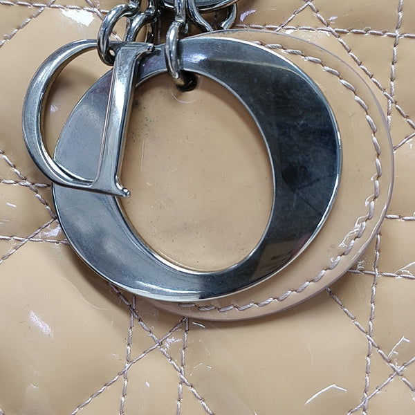 Lady Dior Medium Cannage Patent Leather Beige