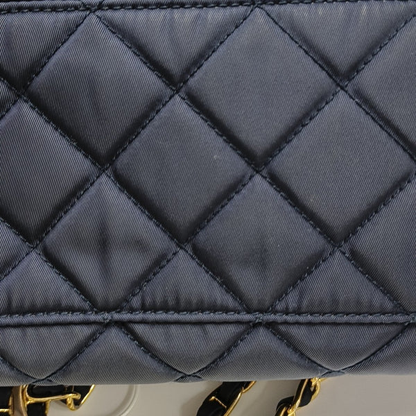 Quilted Nylon Shoulder Bag Blue