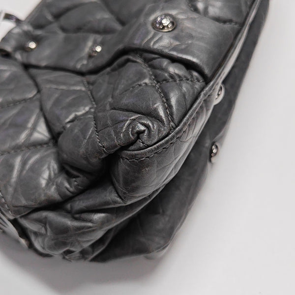 Quilted Calfskin Top Handle Bag Gray