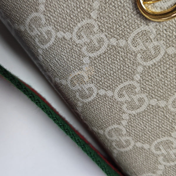 Ophidia Small Monogram Coated Canvas Beige