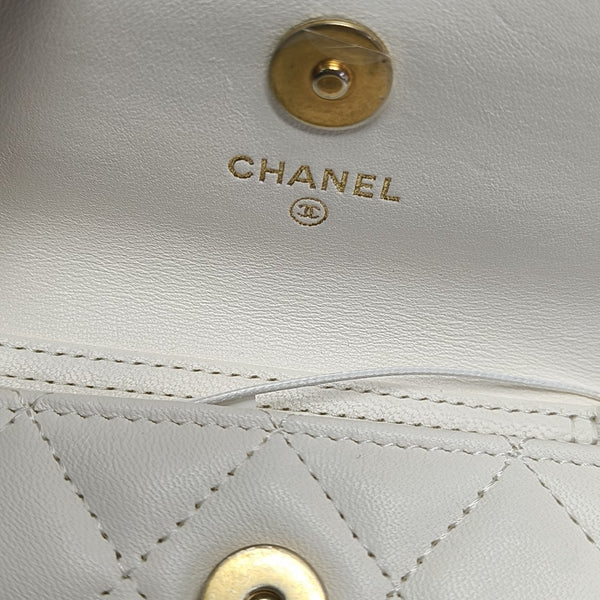 Quilted Lambskin Shoulder Bag White