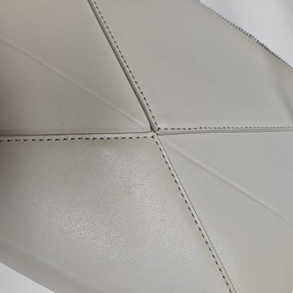 Puzzle Fold Mini Quilted Calfskin White