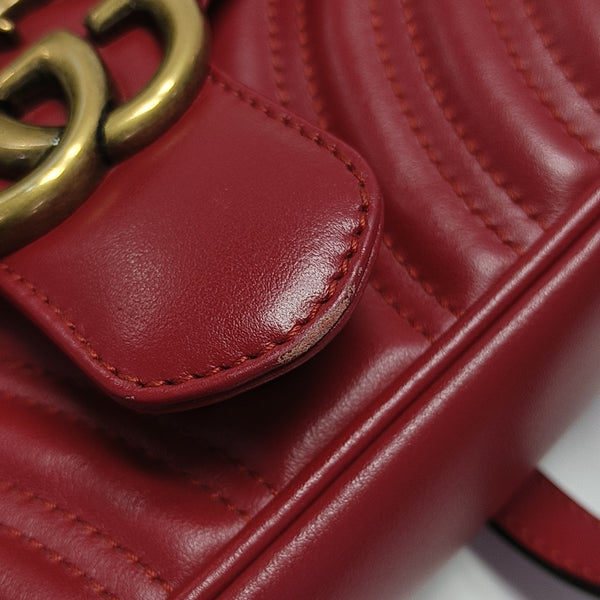 GG Marmont Small Quilted Calfskin Red