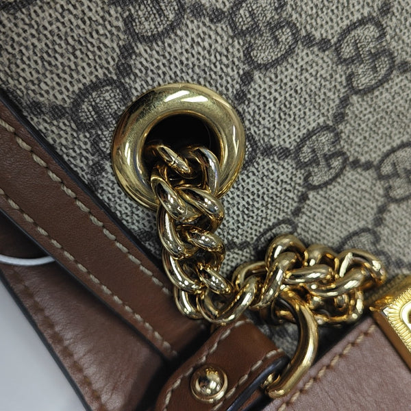 Padlock Medium Monogram Coated Canvas Beige