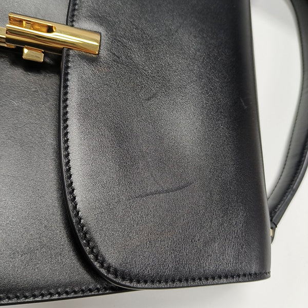 Calfskin Top Handle Bag Black