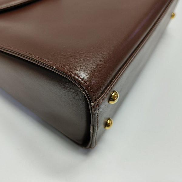 Calfskin Top Handle Bag Brown