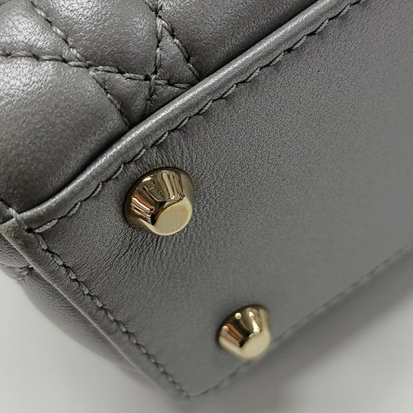 Lady Dior Mini Cannage Lambskin Gray