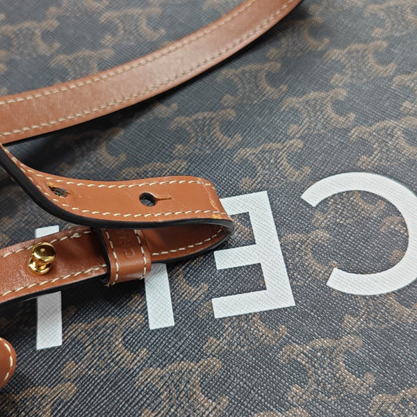 CABAS CELINE Small Coated Canvas Brown