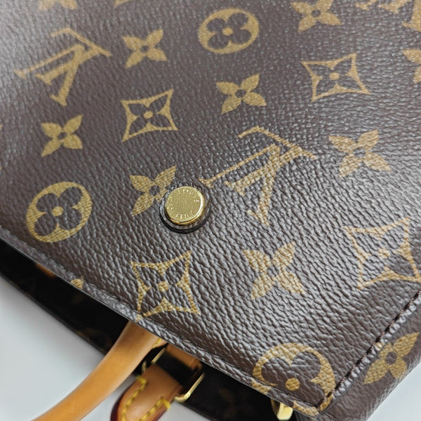 MONTAIGNE MM Monogram Coated Canvas Brown