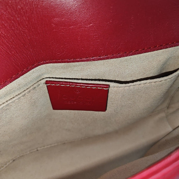 GG Marmont Small Quilted Calfskin Red