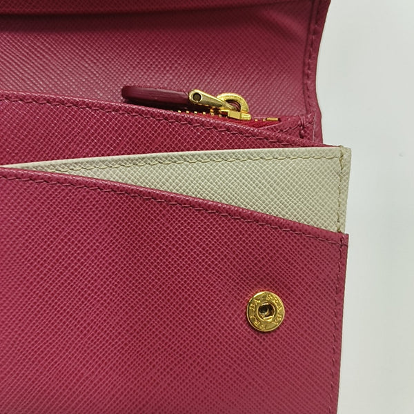 Fold Wallet Saffiano Calfskin Red Wallet