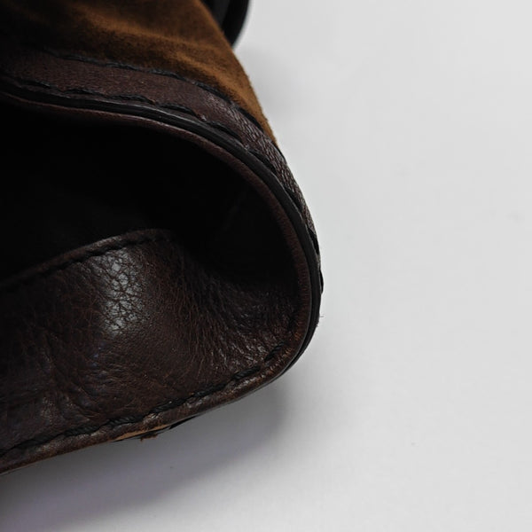 Suede Top Handle Bag Brown