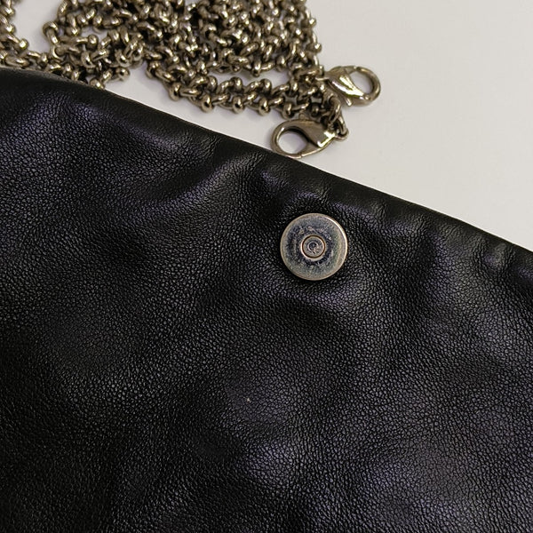 Cannage Patent Leather Shoulder Bag Black