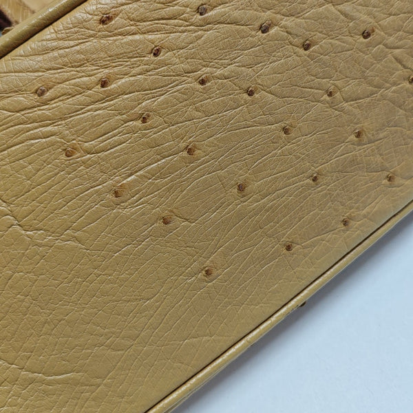 Ostrich Top Handle Bag Yellow