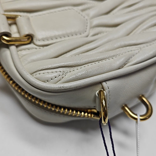Arcadie Matelassé Mini Quilted Lambskin White