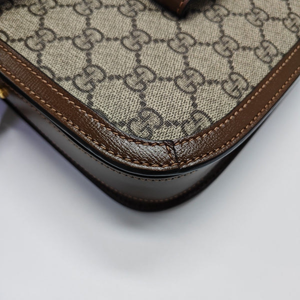 Horsebit 1955 Medium Monogram Coated Canvas Beige