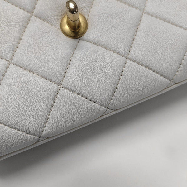 Quilted Lambskin Shoulder Bag Mini White