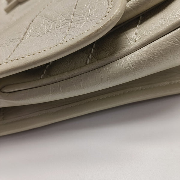 NIKI Small Chevron Calfskin White