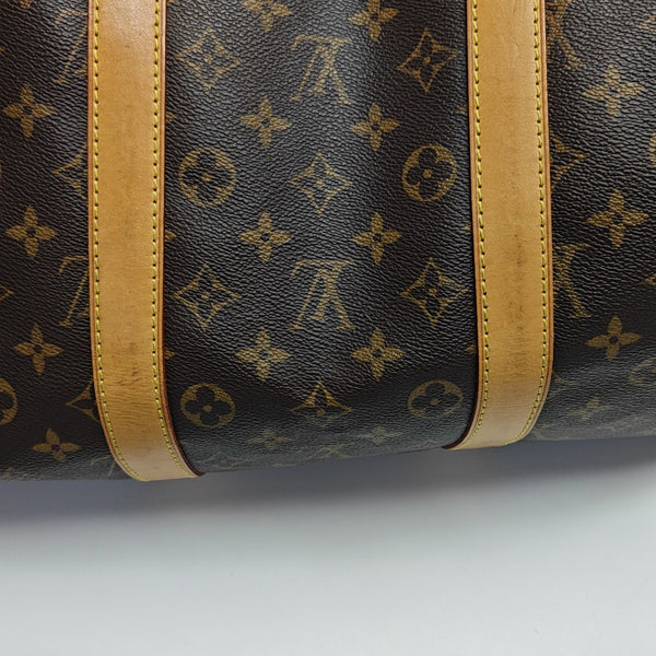 KEEPALL 55 Monogram Coated Canvas Brown