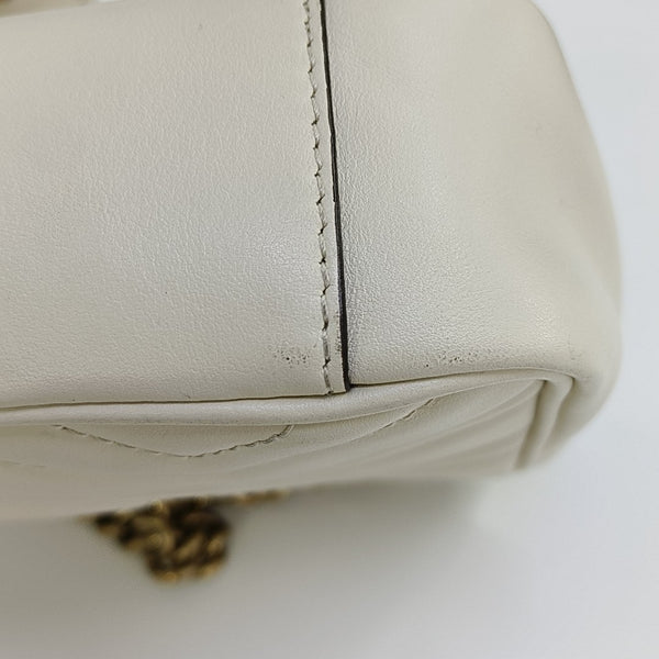 GG Marmont Small Quilted Calfskin White