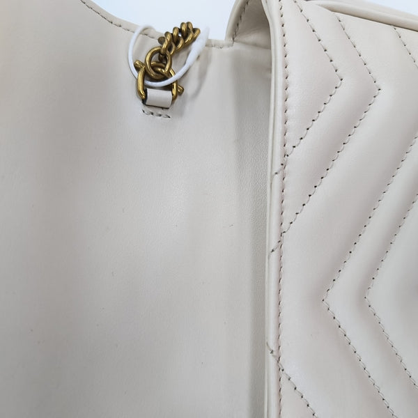 GG Marmont Mini Quilted Calfskin White