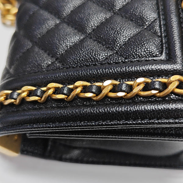 BOY CHANEL Mini Quilted Grained Calfskin Black