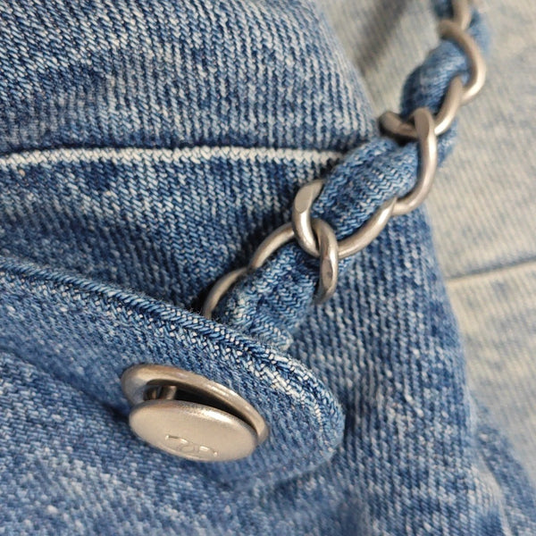 CHANEL 22 Small Quilted Denim Blue