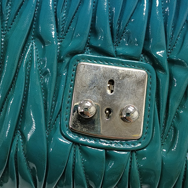 Quilted Patent Leather Shoulder Bag Green