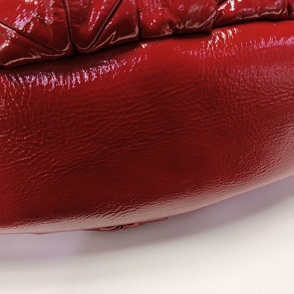 Quilted Patent Leather Shoulder Bag Red