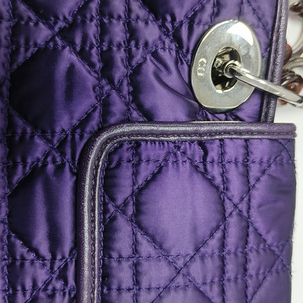 Cannage Silk Satin Tote Bag Purple
