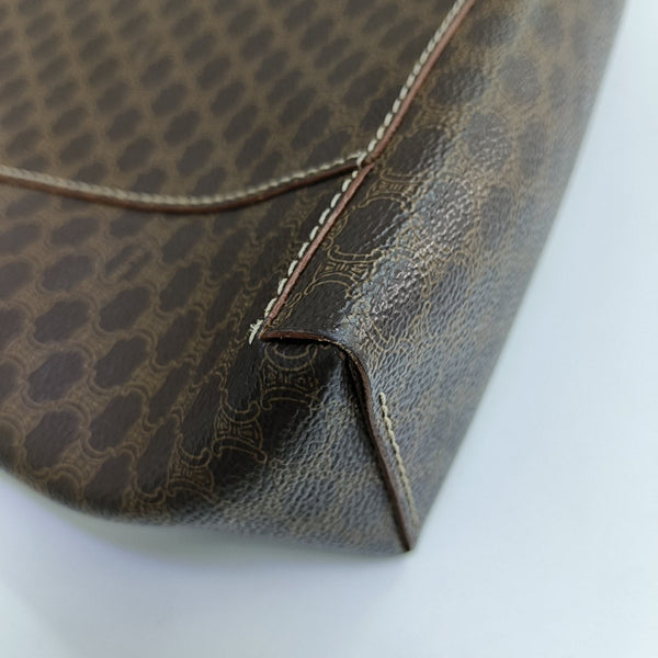 Coated Canvas Top Handle Bag Brown