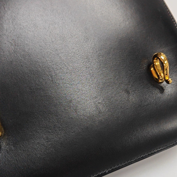 Box Calf Shoulder Bag Black