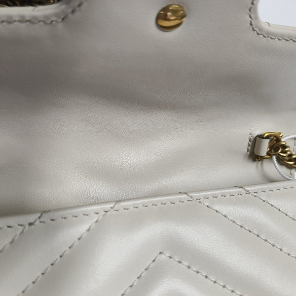 GG Marmont Mini Quilted Calfskin White