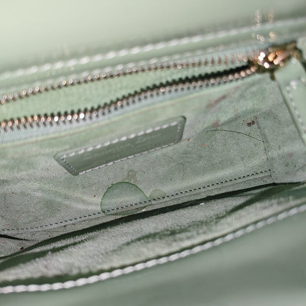 Lady Dior Mini Cannage Patent Leather Green