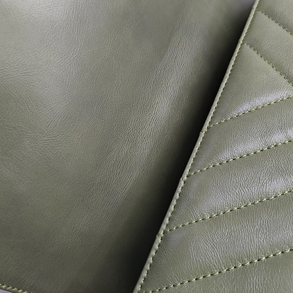 COCO HANDLE Medium Chevron, Quilted Calfskin Green