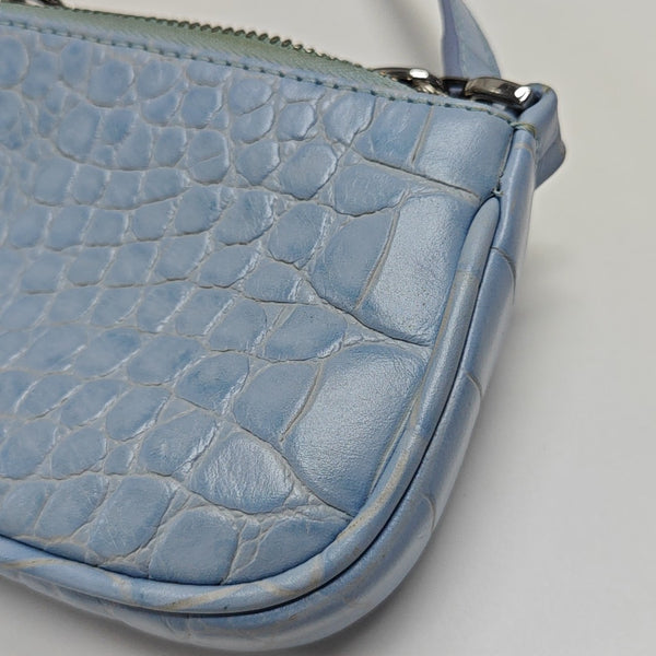 Leather Top Handle Bag Blue