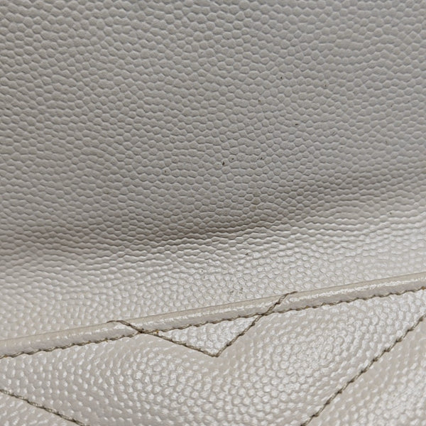 Chevron Calfskin Card Holder Small White
