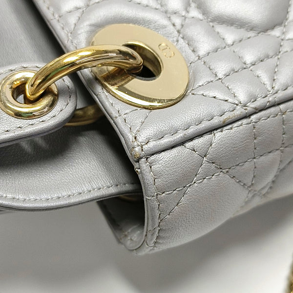 Authenticated pre-owned Lady Dior Mini Cannage Lambskin Gray - Tote Bag at Looply