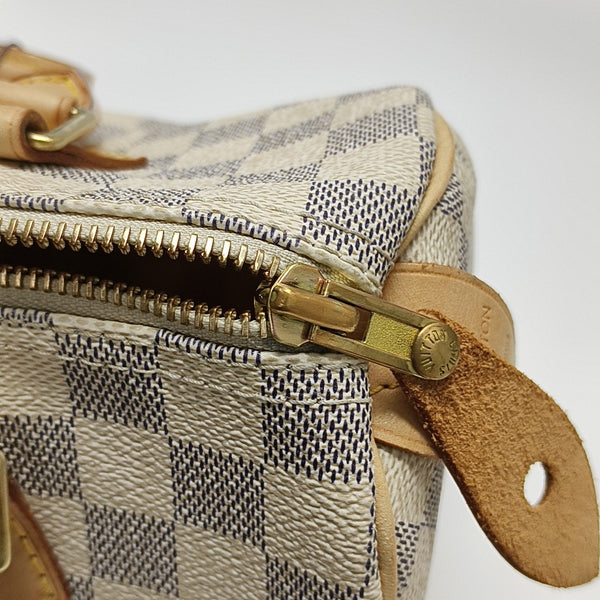 SPEEDY 25 Damier Azur Coated Canvas White