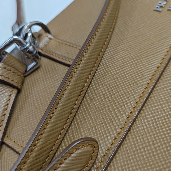 Saffiano Calfskin Shoulder Bag Brown
