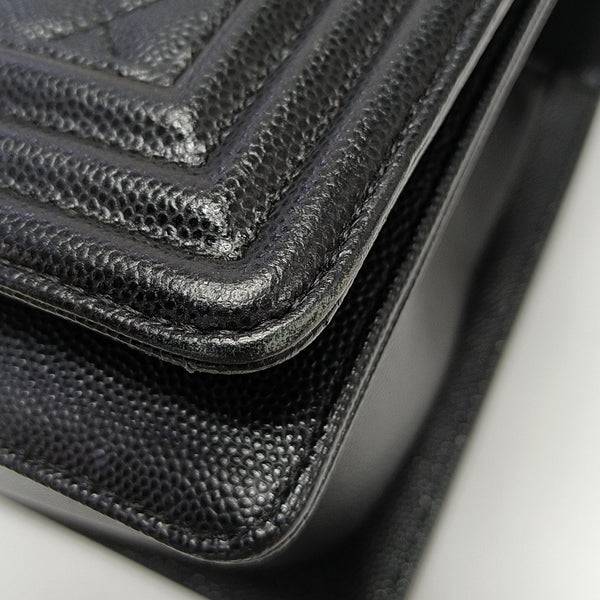 BOY CHANEL Medium Quilted Grained Calfskin Black
