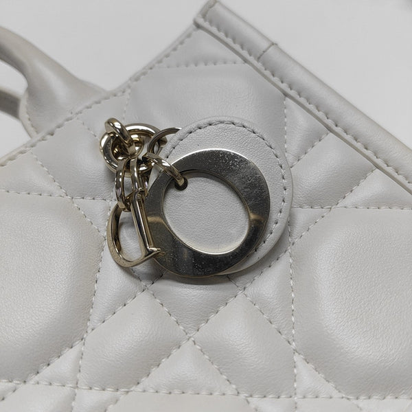 Book Tote Mini Cannage Calfskin White