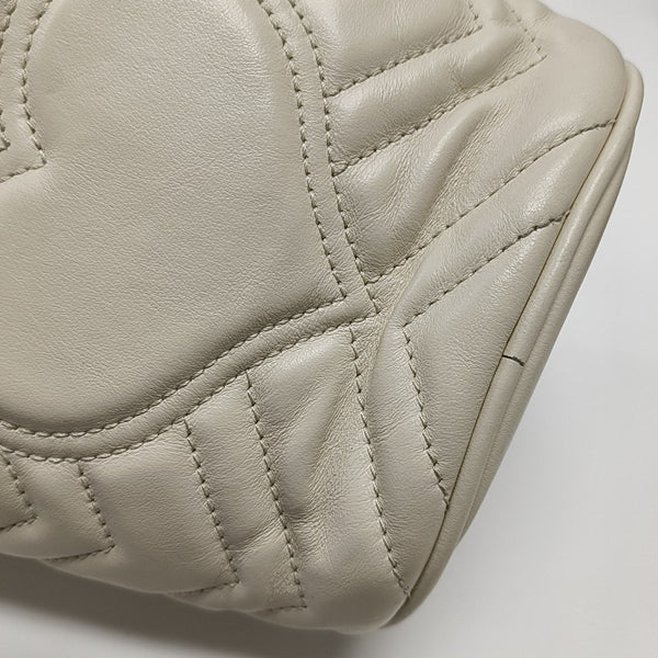 GG Marmont Mini Quilted Calfskin White