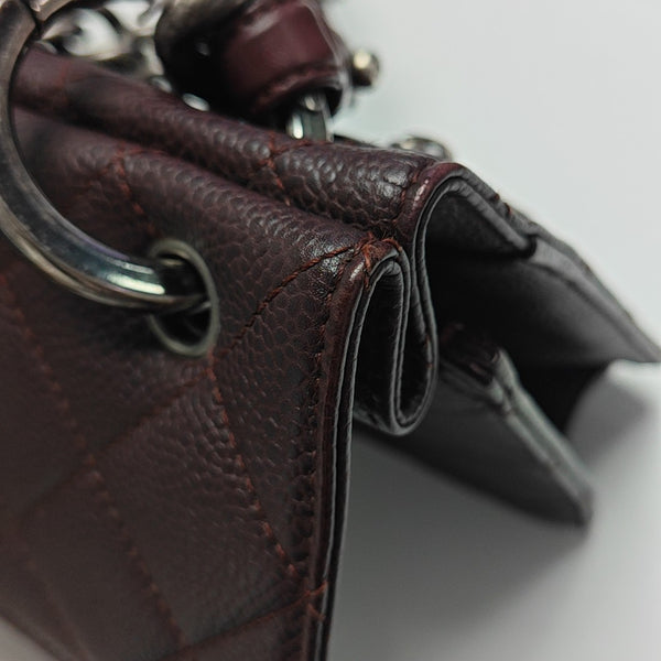 Quilted Grained Calfskin Shoulder Bag Red
