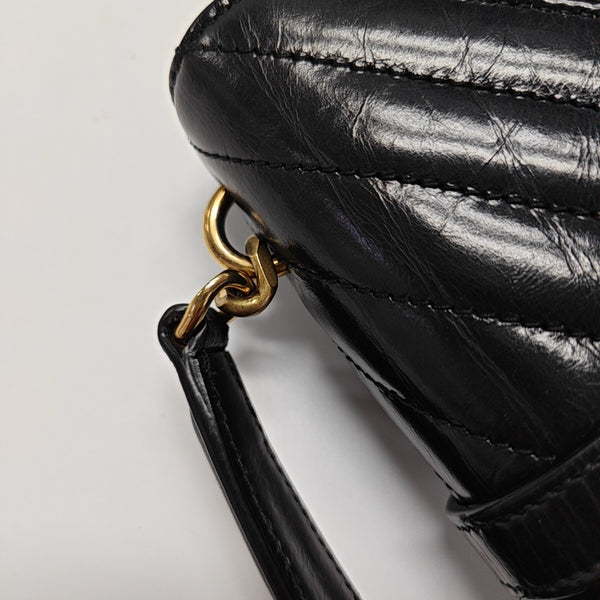ENVELOPE Small Chevron Calfskin Black