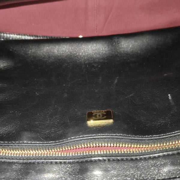 Quilted Lambskin Tote Bag Large Black